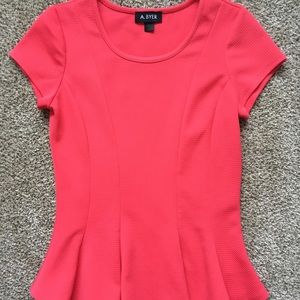 A. Byer Dressy Short Sleeve SS Coral Top Small S